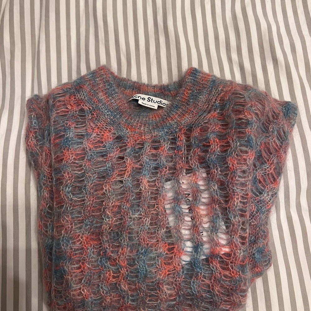 Acne Studios Kobina open-knit multicolor mohair sweater S - Picture 7 of 8